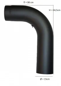 Bilde av Ø150mm Peisrør D38cm x H64,5cm buet m/luke